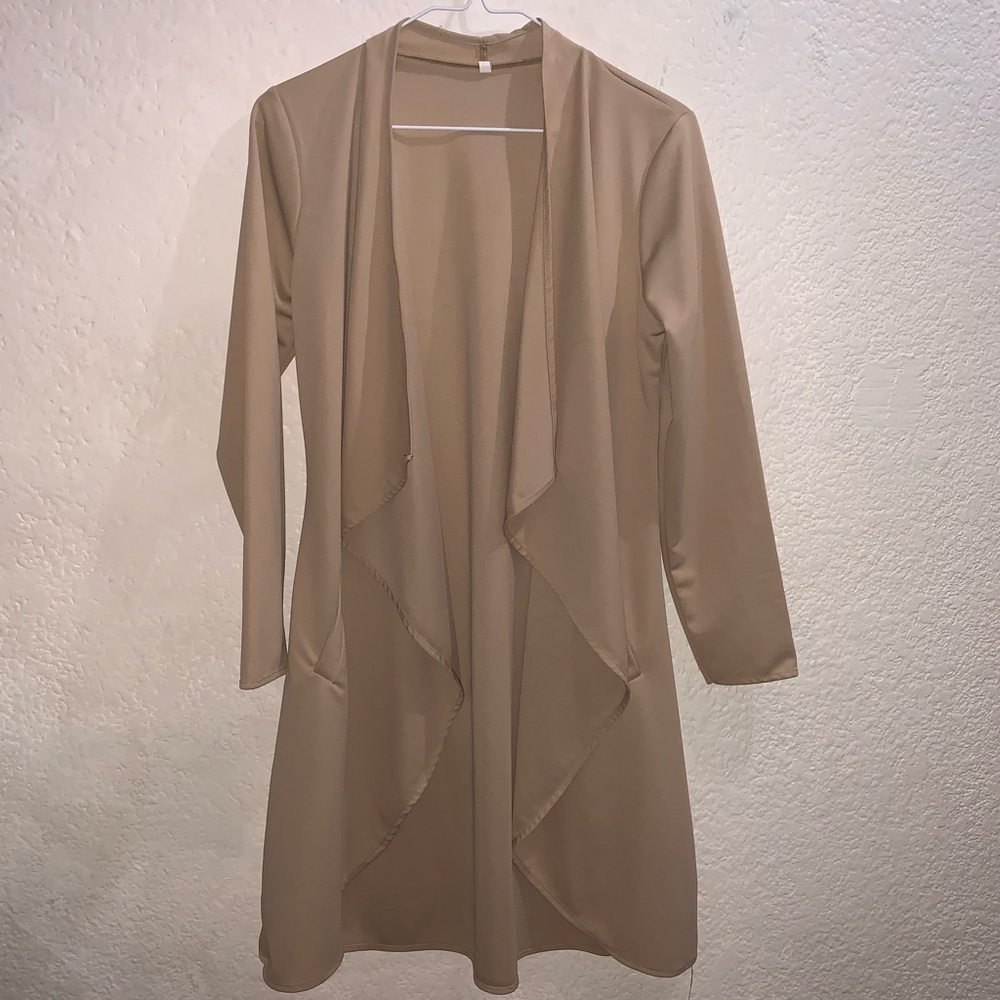 Beige/Tan Waterfall Collar Cardigan